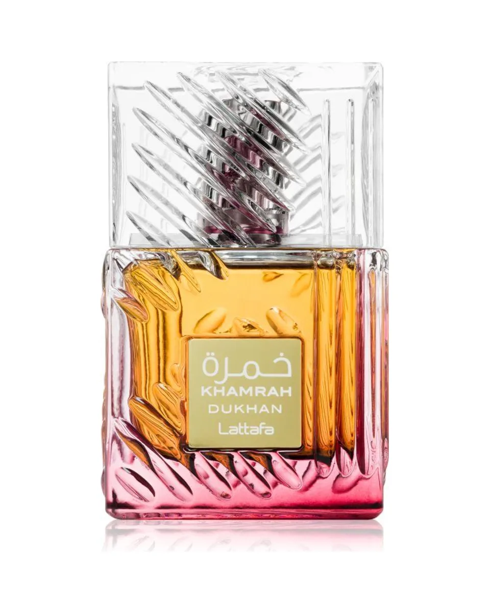 Frasco do perfume Lattafa Khamrah Dukhan