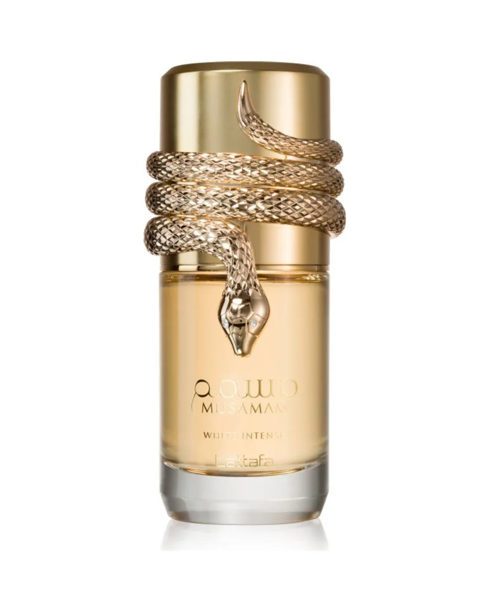 Frasco do perfume Lattafa Musamam White Intense