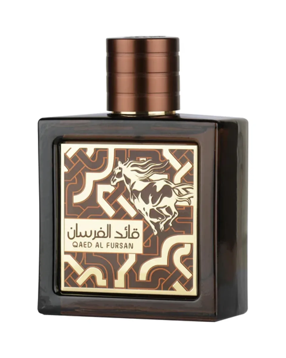 Frasco do perfume Lattafa Qaed Al Fursan Untamed