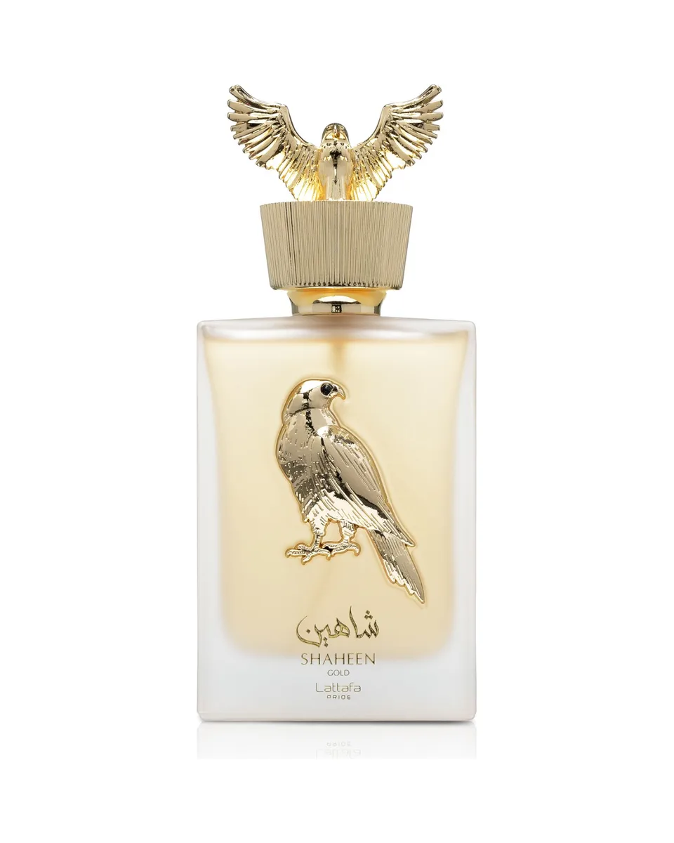 Frasco do perfume Lattafa Shaheen Gold