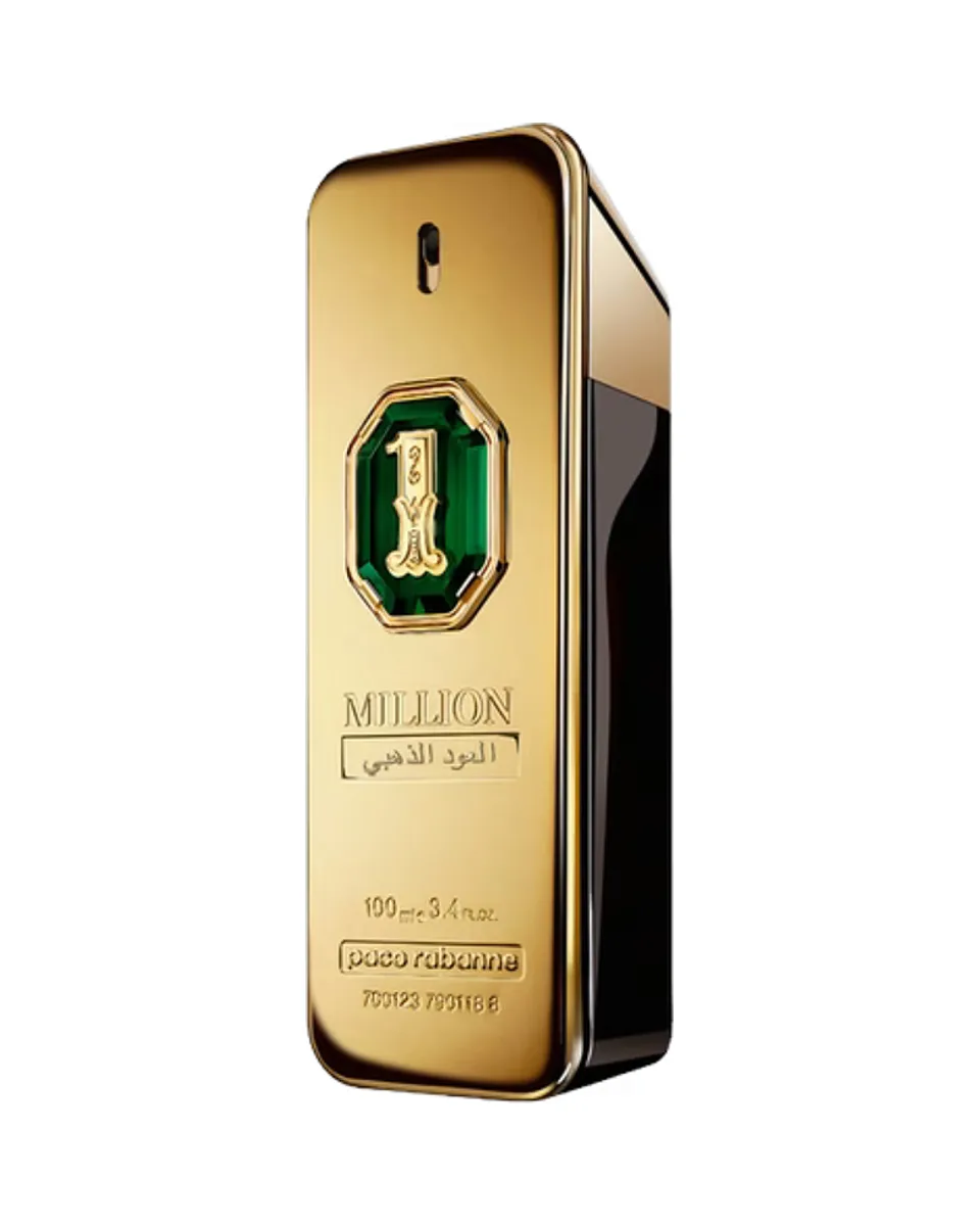 Frasco do perfume Rabanne 1 Million Golden Oud